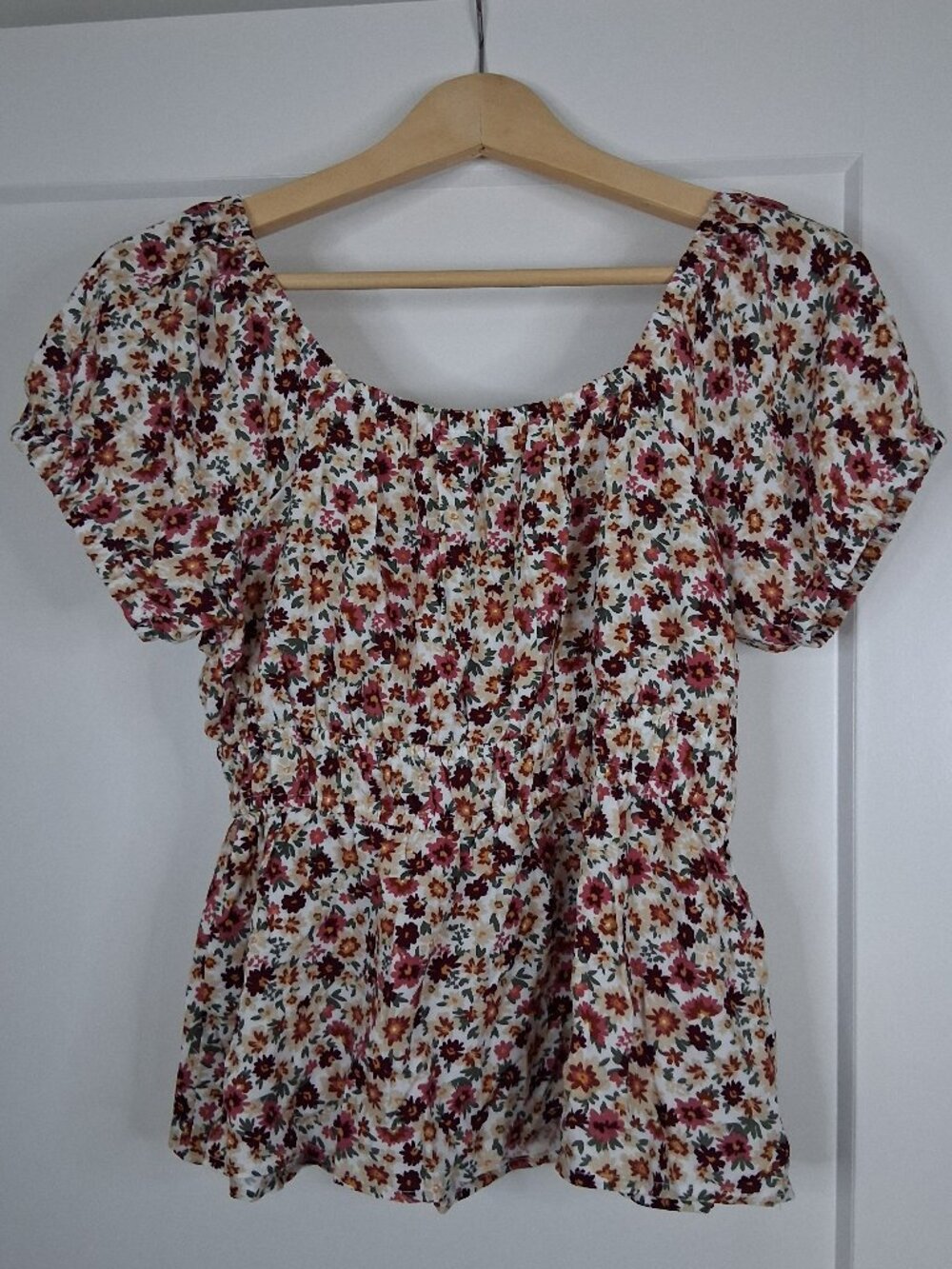 Floral Babydoll Cottagecore Top Smocked Puff Sleeve Boho Small